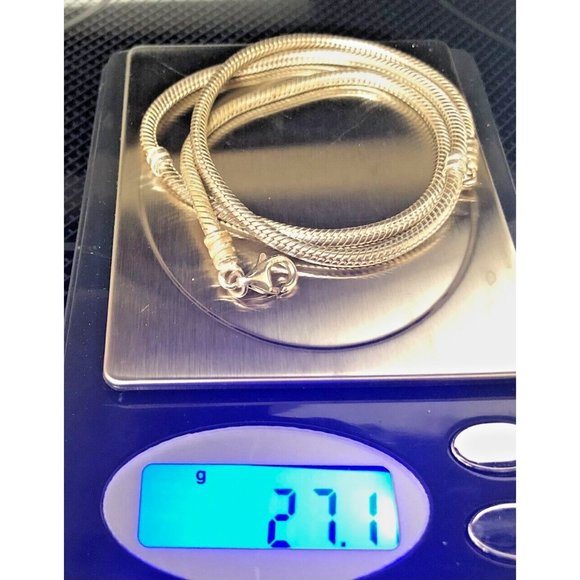 Pandora lobster clasp 925 silver necklace vintage 17.5" snap stations snake ALE - Picture 3 of 4